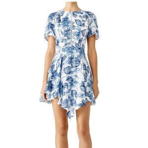 Stylestalker Womens Magnolia Floral Mini Dress Size XS Blue White Open Back NWT